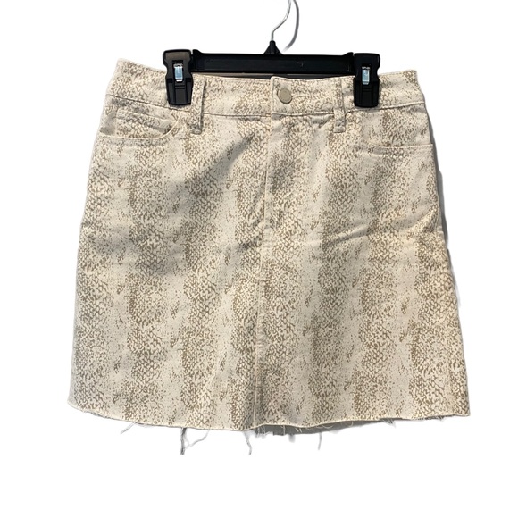 Paige Mini Skirt with Distressed Raw Edge in Neutral Print Women’s Waist 26 - Picture 3 of 12